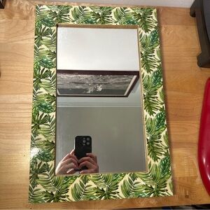 18x12 Tropical Leaf Framed Wall Mirror Palm Monstera Print Resin Frame Decor